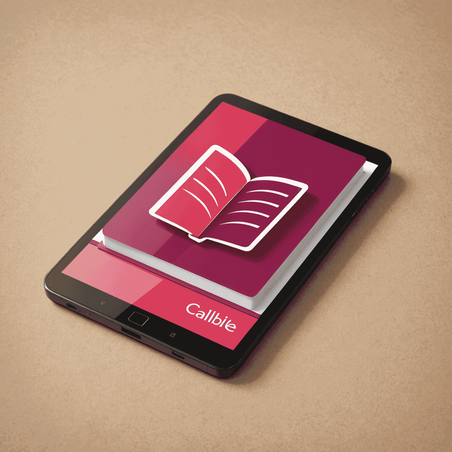 Calibile logo featuring a stylized book or e-reader device with a red and pink color scheme