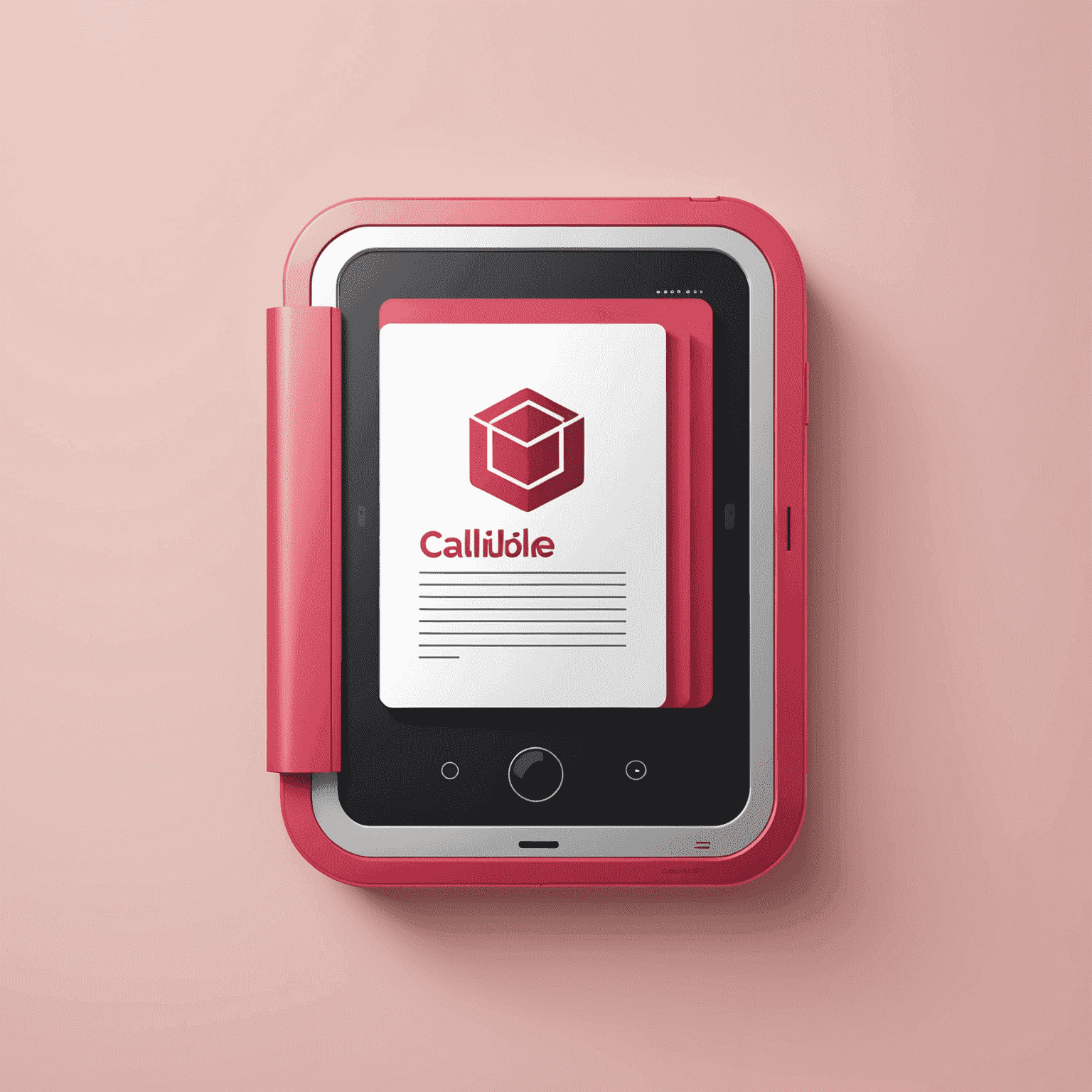 Calibile logo featuring a stylized book or e-reader device with a red and pink color scheme