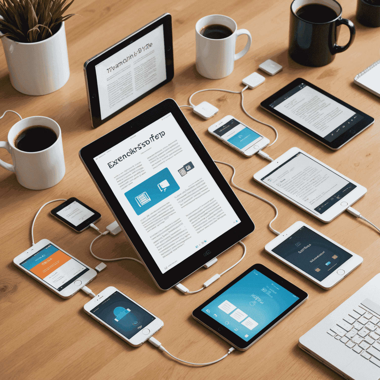 Illustration of various e-book formats being converted, showing different device icons and file type symbols transitioning smoothly