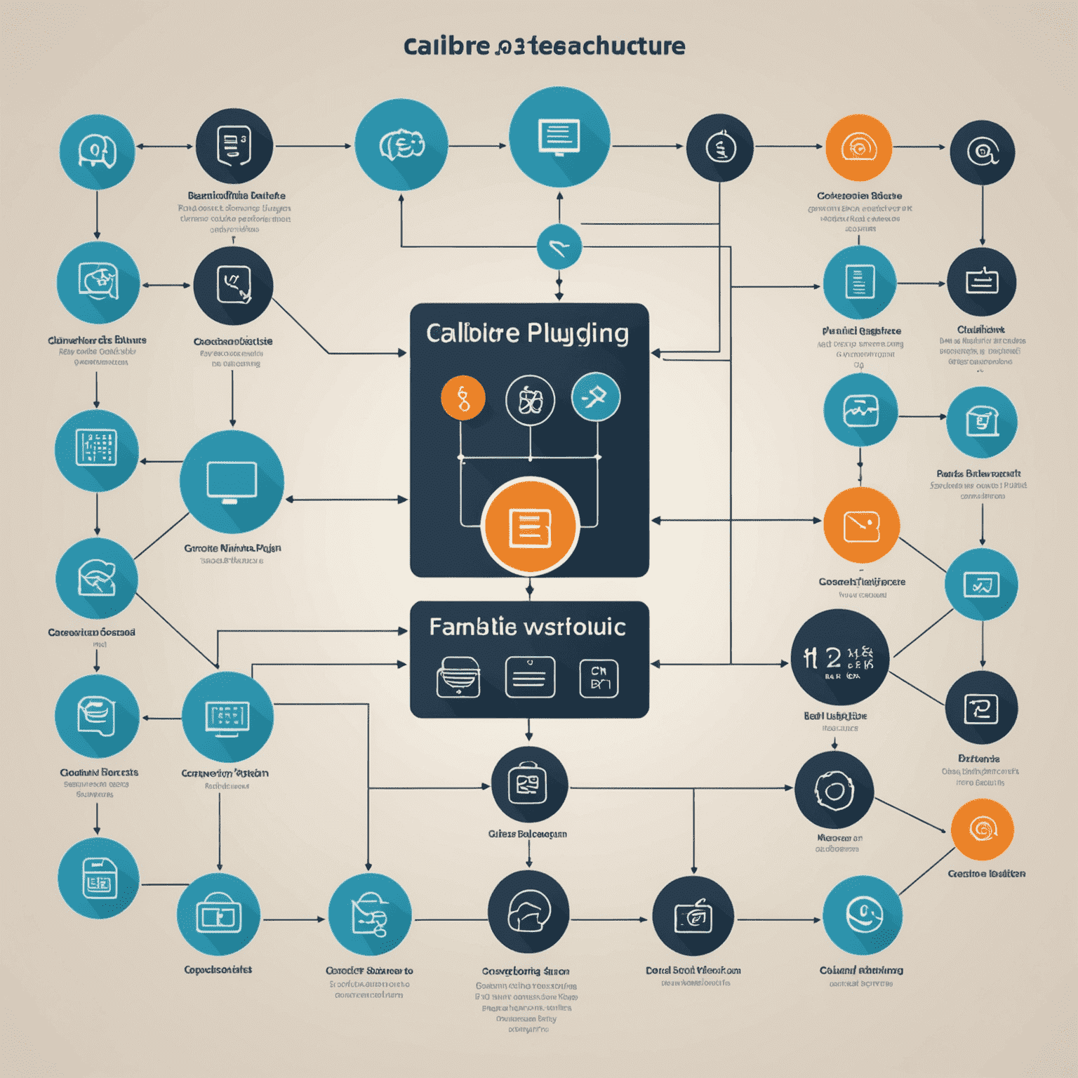 Diagram showcasing Calibre's new plugin architecture and popular community-created plugins