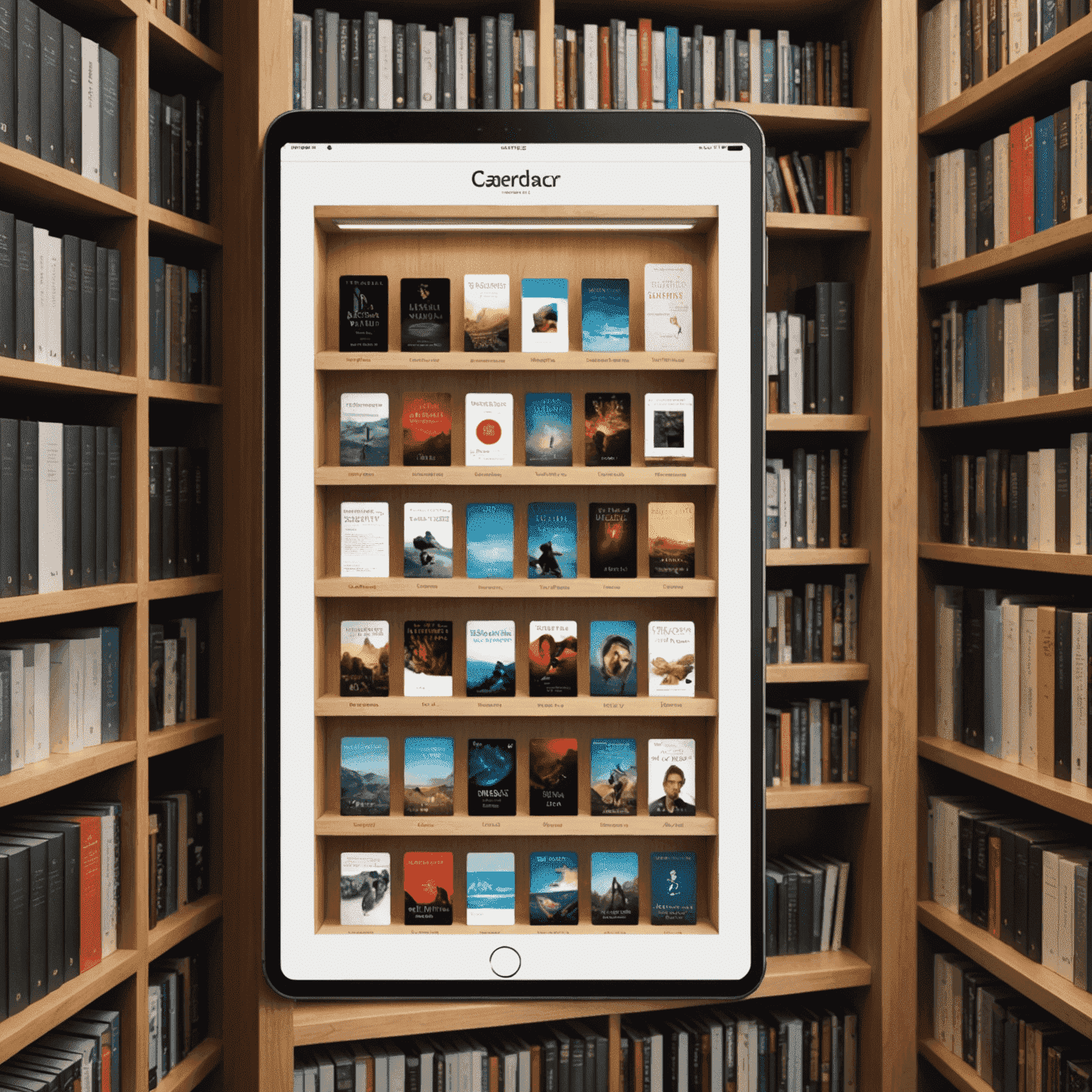 A digital bookshelf with organized e-books, tags, and categories, showcasing an intuitive interface for managing a digital library